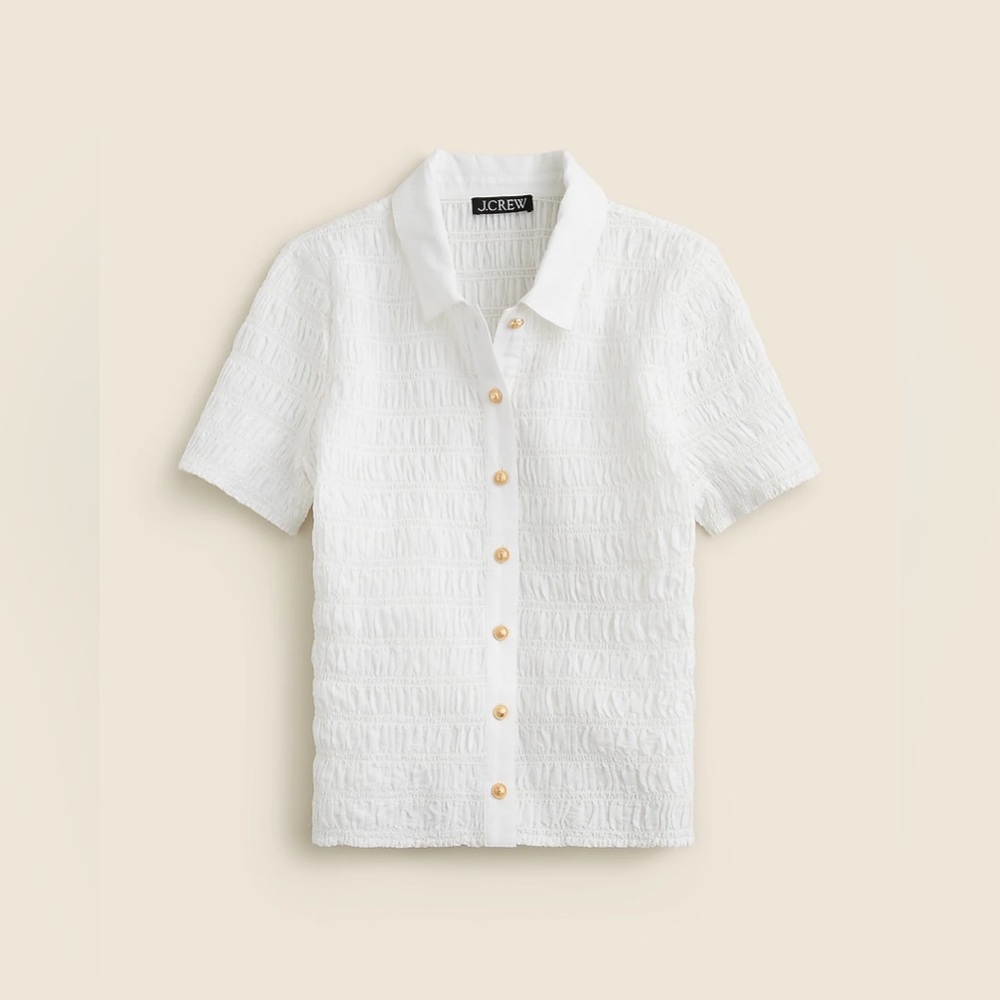 J.Crew Smocked button-up shirt in cotton-blend voile BU278